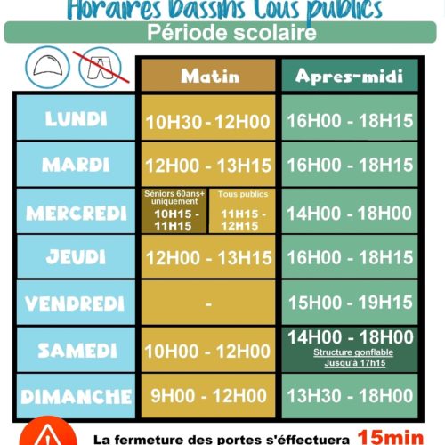Horaires tous publis période scolaire
