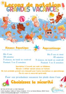Afin de promotion des cours de natation (apprentissage et aisance) pour la période estivale 2025