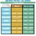 Donner les horaires d'ouverture de la partie aquatique au public pour la période scolaire