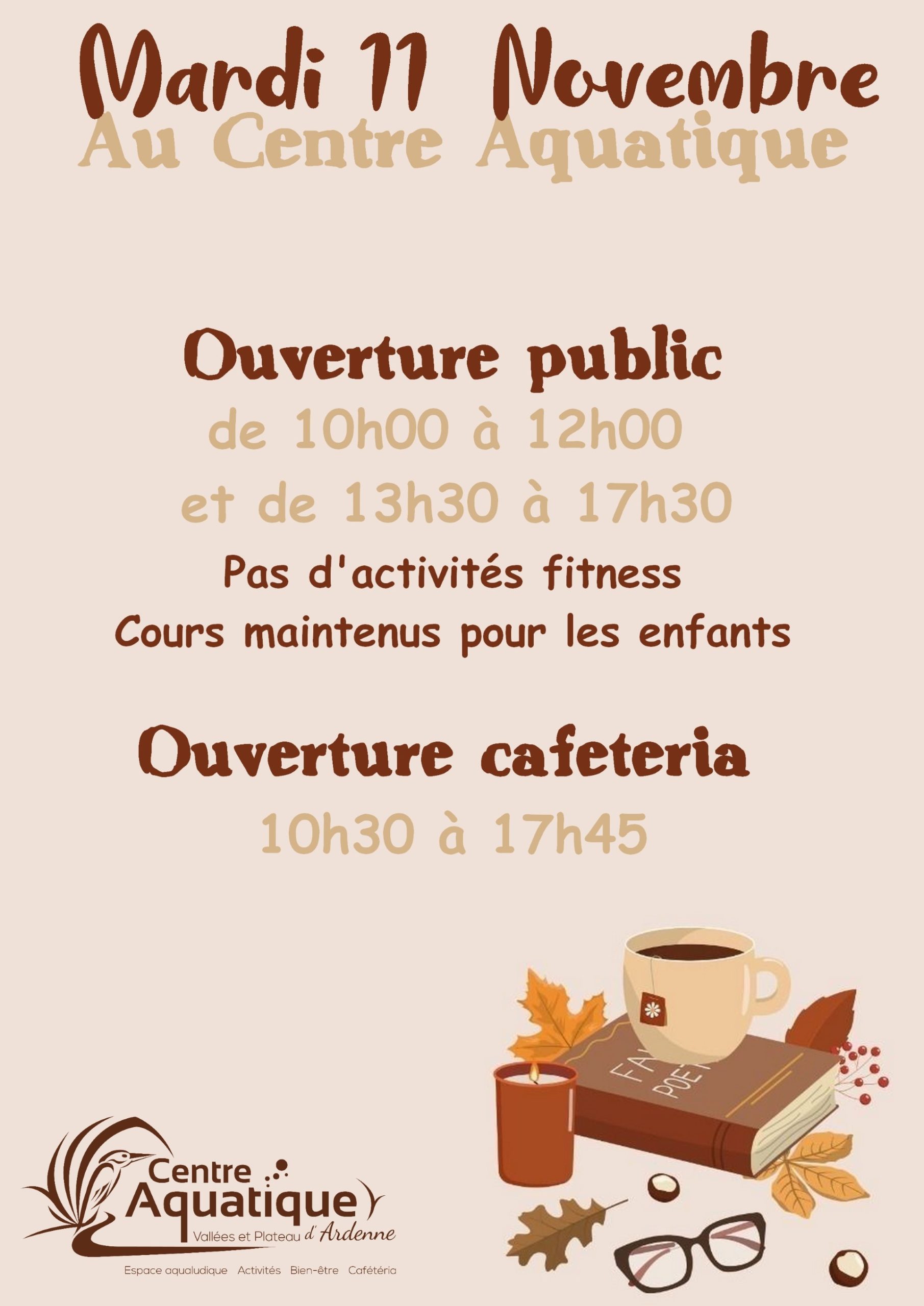 affiche comportant les horaires d'ouverturedu 11 novembre 2025