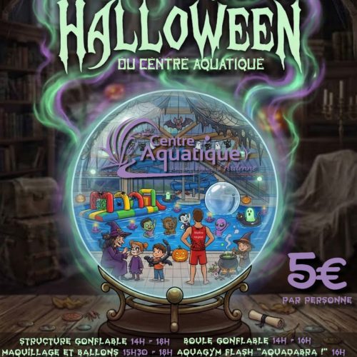 affiche concernant l'animation Halloween du 28/10/2026 à la piscine de Rocroi